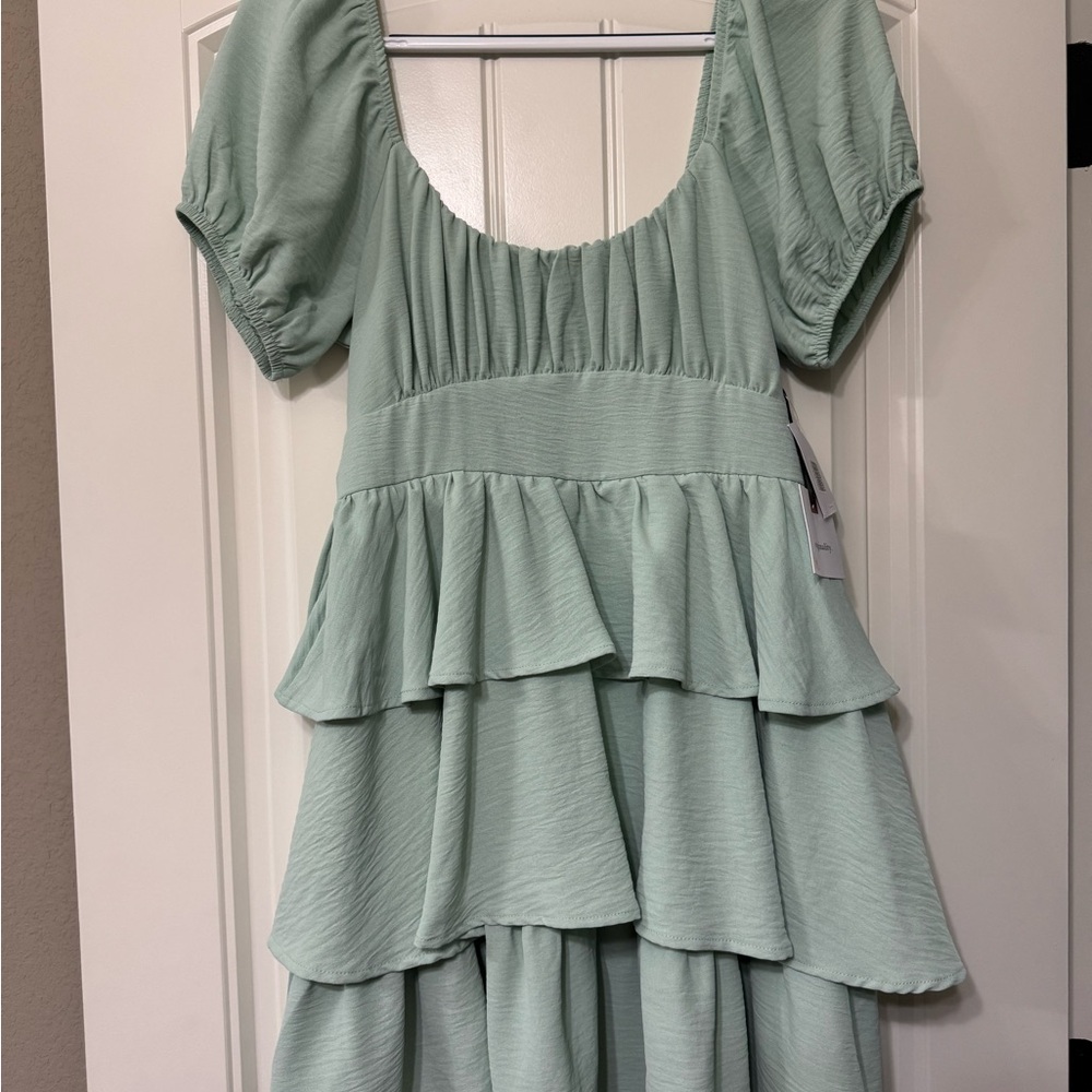 Mint Green Ruffled Mini Dress